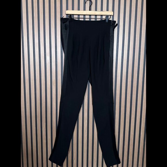 Balenciaga Paris Pants 42 / US L Womens Black Leather Trim Side Zip Trousers - Picture 1 of 8